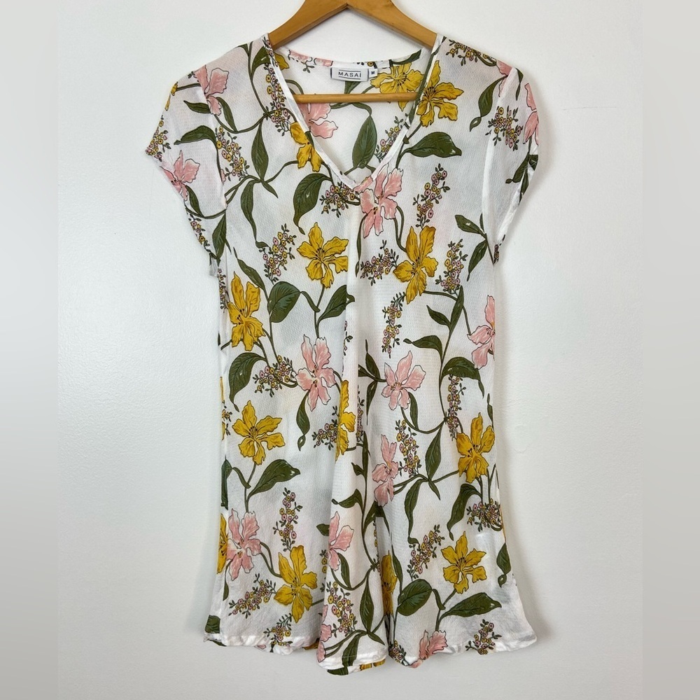 MASAI Colorful Floral Short Sleeve Top